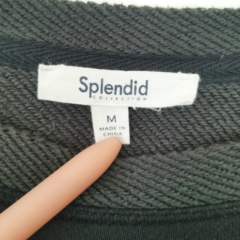 Splendid Black Long Sleeve Pullover Sweatshirt Ribbed Waistband Lounge Wear EUC - Picture 3 of 12